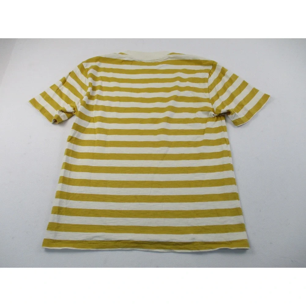 Guess Shirt Mens Small Yellow Striped Originals Embroidered Logo Crewneck Tee - Picture 2 of 9